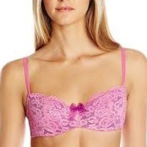 b.tempt'd Wacoal Ciao Bella lace balconette bra, 34DD magenta/pink & thong set
